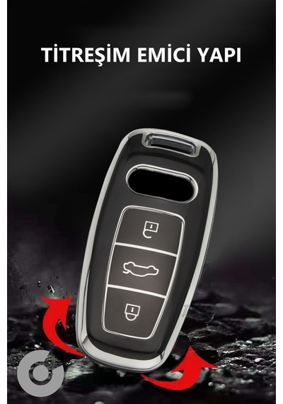 Audi A3 A4 A6 A7 A8 & B9 C8 4k D5 & S7 S8 & Q7 Q8 & E-tron Tpu Anahtar Kılıfı Beyaz Gümüş