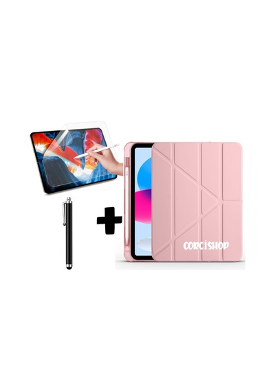 Apple İpad 10.2 7.nesil Tablet Kılıfı Kalemlikli Silikon Ekran Koruyucu Kalem Arka Kapak