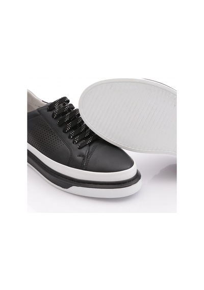 Dgn 9830 Erkek Düz Taban Bağcikli Sneaker Ayakkabi Siyah Beyaz