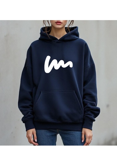 Uyguntarz Unisex W Baskılı Oversize Sweatshirt Lacivert