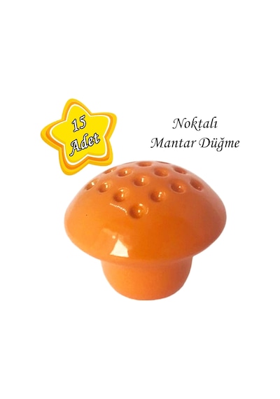 15 Adet Turuncu Noktalı Mantar Düğme Kulp Çocuk Bebek Mobilya Çekmece Dolap Kapak Kulbu Metal Kulp Aksesuarları Vidalı