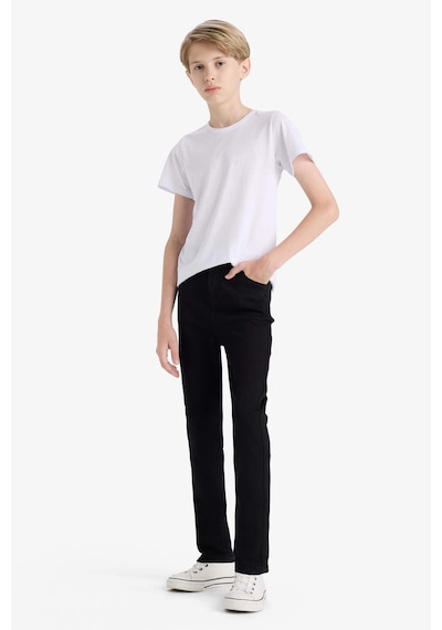 Defacto Okul Slim Fit Dar Kesim Düz Paça Jean Pantolon Erkek Çocuk C3683A824AU Siyah