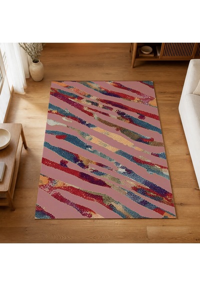 Kartela Halı Aira Halı Kaymaz Taban Makinede Yıkanabilir Halı Gül Kurusu - 60 X 90 Cm