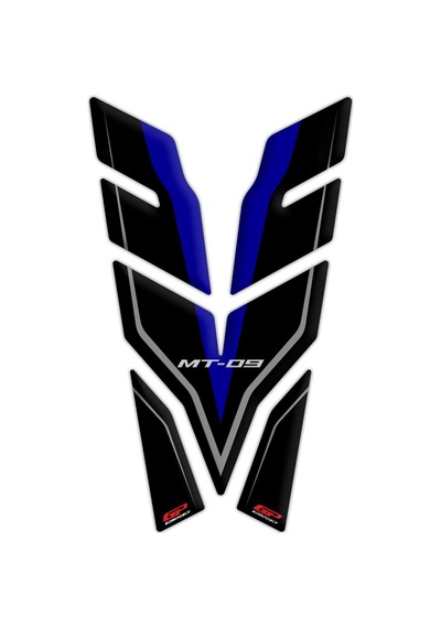 GP Kompozit Yamaha MT-09 2021-2022 Uyumlu Tank Pad Seti Siyah-Mavi
