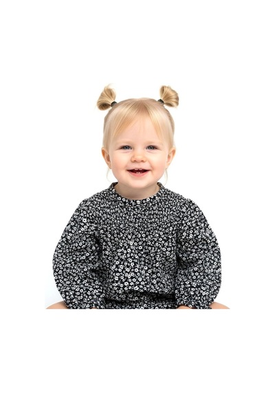 Çiçekli Kız Çocuk Bluz St09798 Siyah