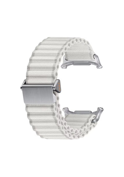 Caseonn Samsung Uyumlu Galaxy Watch Ultra 2 Kordon Titanyum Tokalı Alpin Kumaş Kayış Beyaz