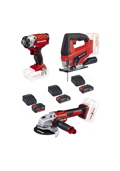 Einhell TE-CI 18/1 Vidalama + TC-JS 18 Lİ Dekupaj + Axxio 125 MM AvuçTaşlama + 2 x 2.5-4.0 Akülü Usta Seti