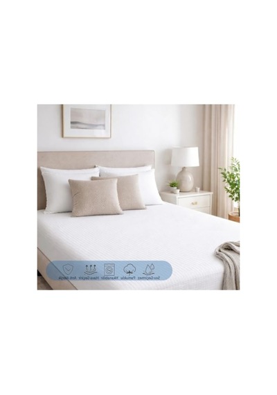 Sıvı Geçirmez Pamuklu Fitted Alez, Beyaz 160x200 Açık Indigo