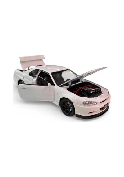Hobiez World Orjinal 1:24 Lisanslı Nissan Skyline Gtr Kapıları Kaputu Açılabilir Model Oyuncak Araba Beyaz