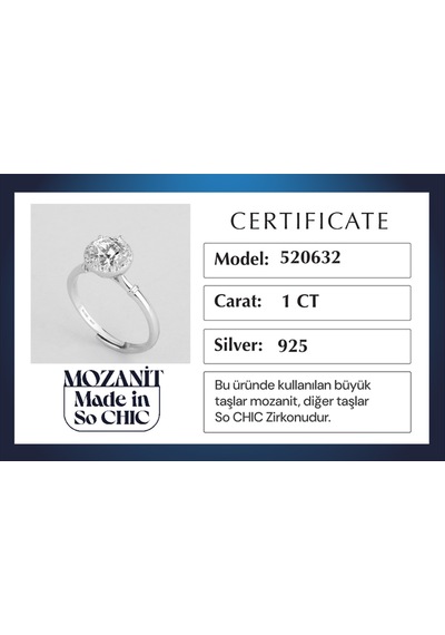 Mozanit Zarafeti 18 Ayar Beyaz Altın Kaplama Gümüş Ayarlanabilir Yüzük Beyaz