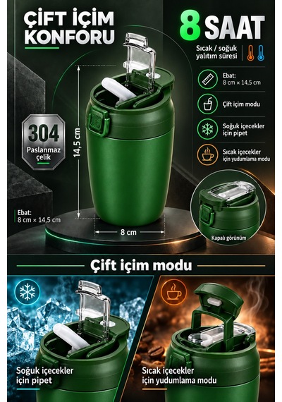 Emilahome Nova Termos Kahve Bardağı 350ml Haki - 865476220 Haki