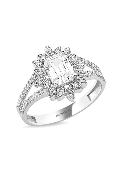 Baget Yüzük Beyaz Altın Çiçek Tasarım 0,50 Karat 416290700