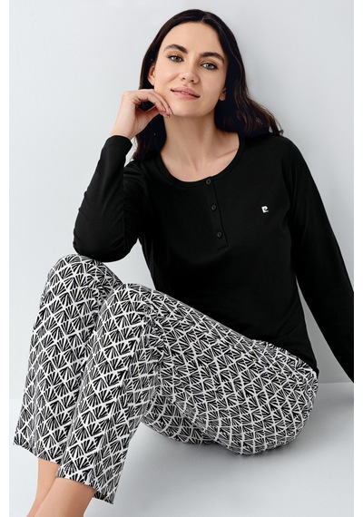 Pierre Cardin Kadın Siyah Pijama Takımı Pc9069-s-v1 Siyah