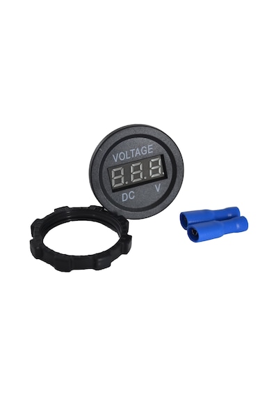 12v 24v Dc Voltmetre Yuvarlak Düz Kırmızı Rakam
