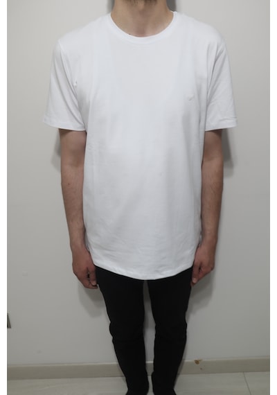 Santa Dmctekstil Erkek 2675 Düz Spor Kesim Rahat Kalıp Bisiklet Yaka Basic T-shirt Beyaz