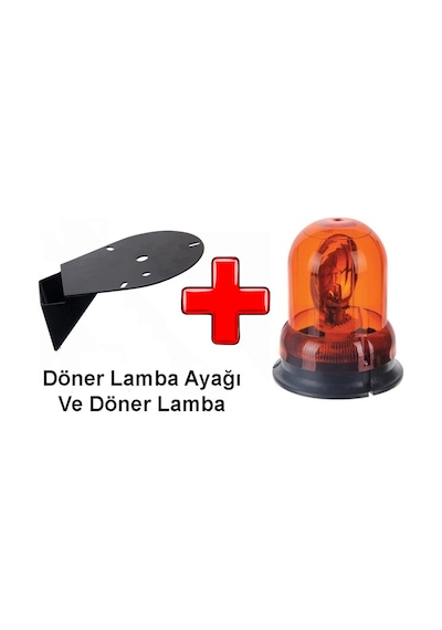 Döner (Tepe) Lamba 12V + Sabit Döner Lamba Ayağı Set Döner