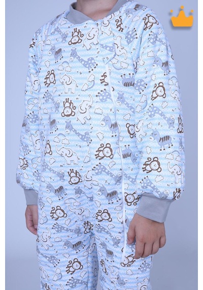 Babyhola 2.5 Tog Yorgan Gerektirmeyen Kalın Elyaf Dolgulu Çocuk Uyku Tulumu Pamuk Astarlı Unisex 6020 Mavi