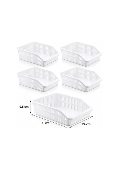 Tr 09 1076 Orgamix 4'lü Buzdolabı İçi Düzenleyici Organizer Sepet Seti Beyaz Mutfak Dolabı & Kiler Sebze Meyve Genel