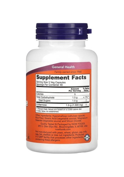 Now Foods D-mannose, 500 Mg, 120 Veg Capsules - 3433