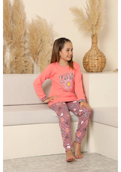 Kız Çocuk Uzun Kol Pijama Takımı Pembe