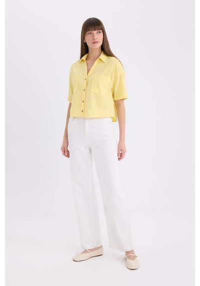 DeFacto Boxy Fit Basic Düz Kısa Kollu Gömlek V2523AZ25SPYL118