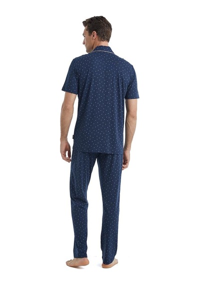 Blackspade Erkek Kısa Kol Gömlek Yaka Önden Düğmeli Lacivert Pijama Takımı C1t6n4o04 001