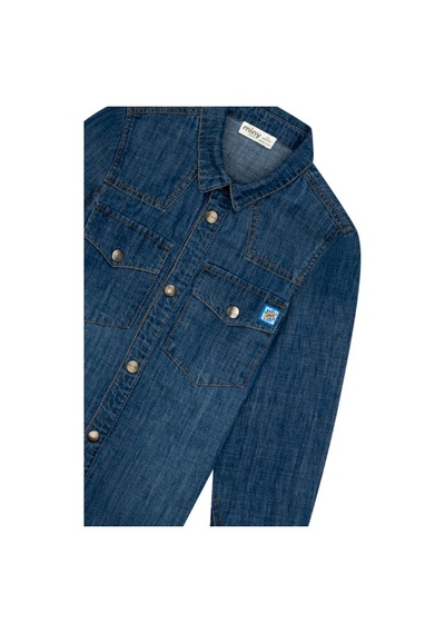Minycenter Erkek Çocuk Cepli Denim Gömlek Mnt25e205 Mavi