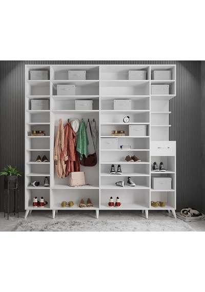 Açelya Portmanto Vestiyer Beyaz  M9- 208 cm