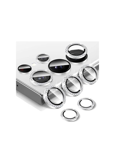Galaxy Uyumlu Ipg Prolens Elmas Taş Çerçeveli Kamera Lens Koruyucu Hd Netlik, Çizilmez Alumina Silikat Temperli Cam, Bireysel Kamera Lens Kapağı Gümüş, Galaxy S25 Ultra