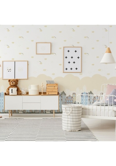 Bulutlu Ve Gökkuşağılı Gökyüzü Temalı Duvar Kağıdı - Adakids 8902-2