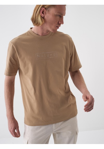 Xint Camel Pamuk Dokulu Regular Fit Tişört 502250