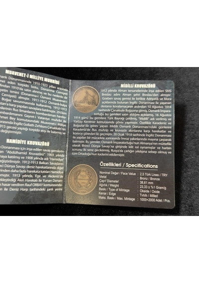 Darphane 2015 Çanakkale Zaferi'nde Türk Donanması - Bronz Sikke Hatıra Para Seti Kutulu Sertifikalı