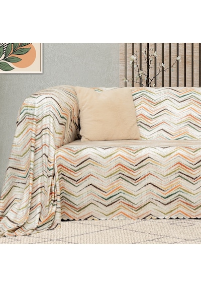 Latuda Concept SoftMicro Etnik ve Zikzak Desenli Boho Koltuk Örtüsü , Kanepe Örtüsü , Koltuk Şalı 130 x 180 CM
