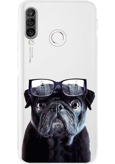 Huawei P30 Lite İle Uyumlu Köpek 3 Kamera Korumalı Şeffaf Kılıf Şeffaf
