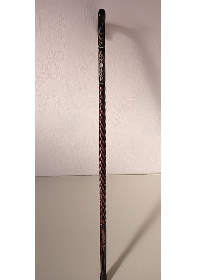 Ahşap Baston K-02 Gürgen Sedefli Ve Pirinç Tel İşlemeli