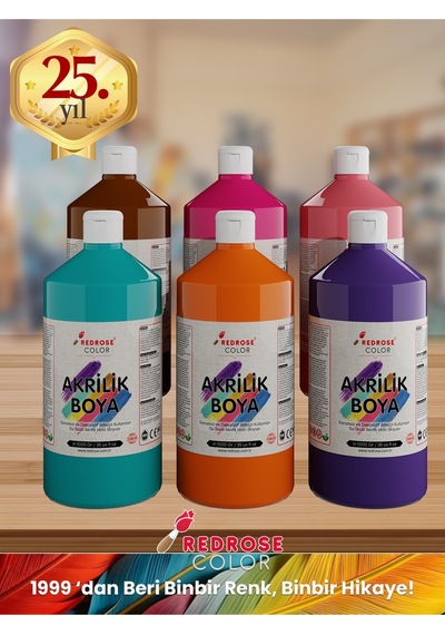 Red Rose Tamamlayıcı Renkler Akrilik Boya 6'lı Set 6 x 1 KG