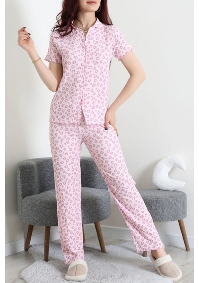 Modi Bürümcük Fiyonklu Pijama Takımı Pembe - 159.1287. Açık Gri - Pembe