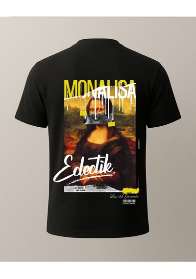 Monalisa Baskılı T-shirt Siyah
