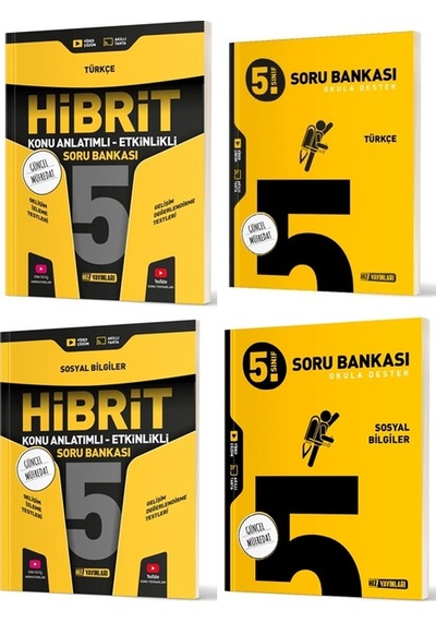 Hız 2025 5. Sınıf Türkçe + Sosyal Bilgiler Soru + Hibrit - Konu Seti 4 Kitap