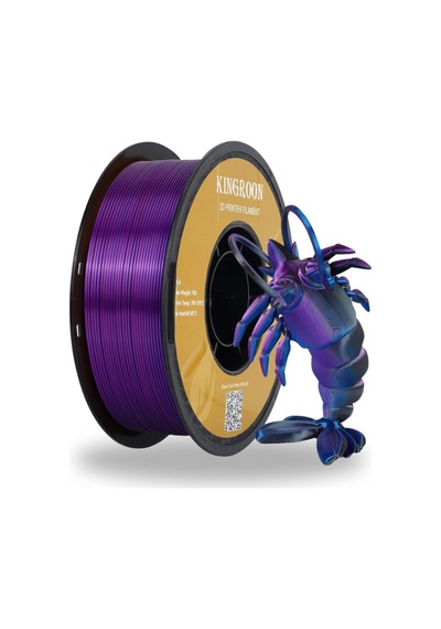 Üç Renkli Silk Pla Filament Siyah-mor-mavi Canlı Parlak Renk Geçişi 1.75mm 1 Kg