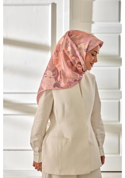 Silk Home Twill İpek Eşarp 11483-33 Pembe, Gül Kurusu, Lila, Koyu Vizon