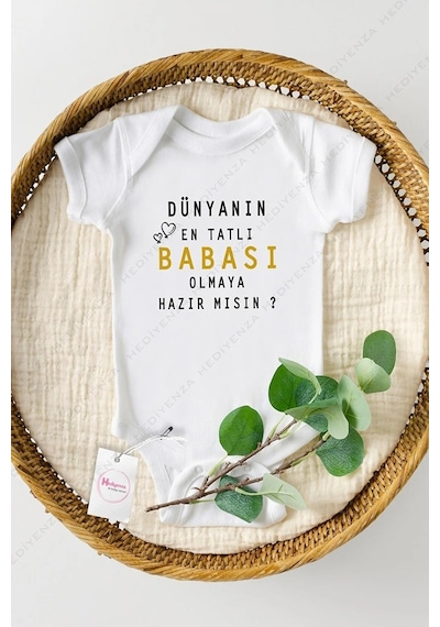 Hediyenza Sürpriz Baba Oluyorsun Özel Tasarım Bebek Zıbın Pamuklu Çıtçıtlı Body Beyaz