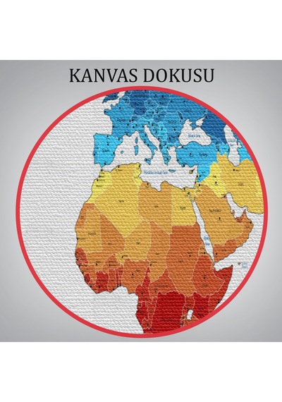 Dünya Haritası Dekoratif Kanvas Tablo 1047 95 X 55