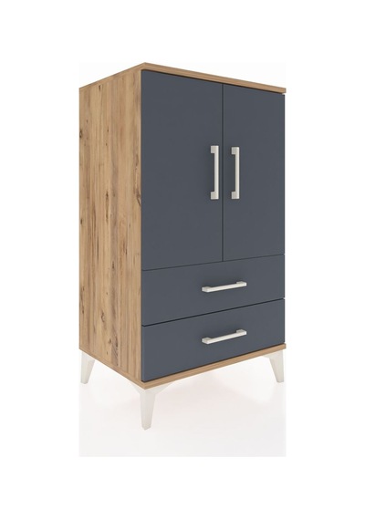 Hyperion Komodin 2 Raflı 2 Çekmeceli 2 Kapaklı 60x44x106 Çam-... Çam