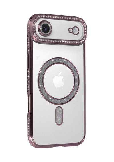 Apple iPhone Uyumlu 17 Air Joke Simli Magneticsafe Kılıf - Pembe Bz8683140895846