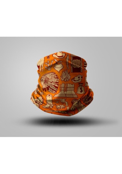 Buffalo Turuncu Desenli Bandana Siyah