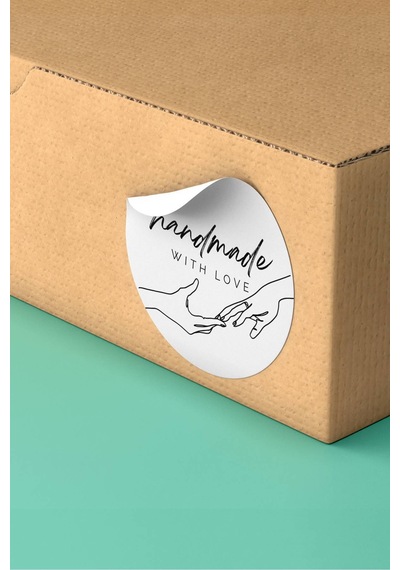 Handmade With Love Beyaz Sticker 3x3cm St2275 Çok Renkli