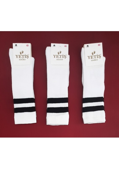 Yetiş Socks Dizaltı Kız Çocuk Okul Çorabı 3'lü Paket Beyaz