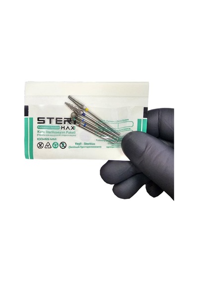 Freze Uç Sterilizasyon Zarfı Şeffaf - Mini Boy İndikatörlü Sterilizasyon Kraft Paketi 100mmx65mm 100 Adet