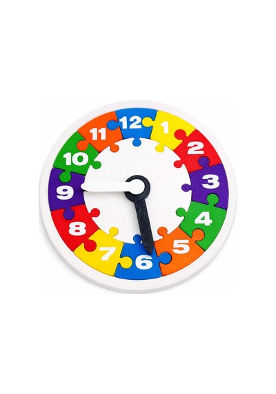 Çocuklar İçin İnteraktif Saat Öğrenme Seti - Renkli Sayılar Puzzle Saat - Dayanıklı Pla